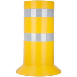 Słupek parkingowy blokujący ostrzegawczy | PCV, 90 cm, na stopie, gruby, szeroki